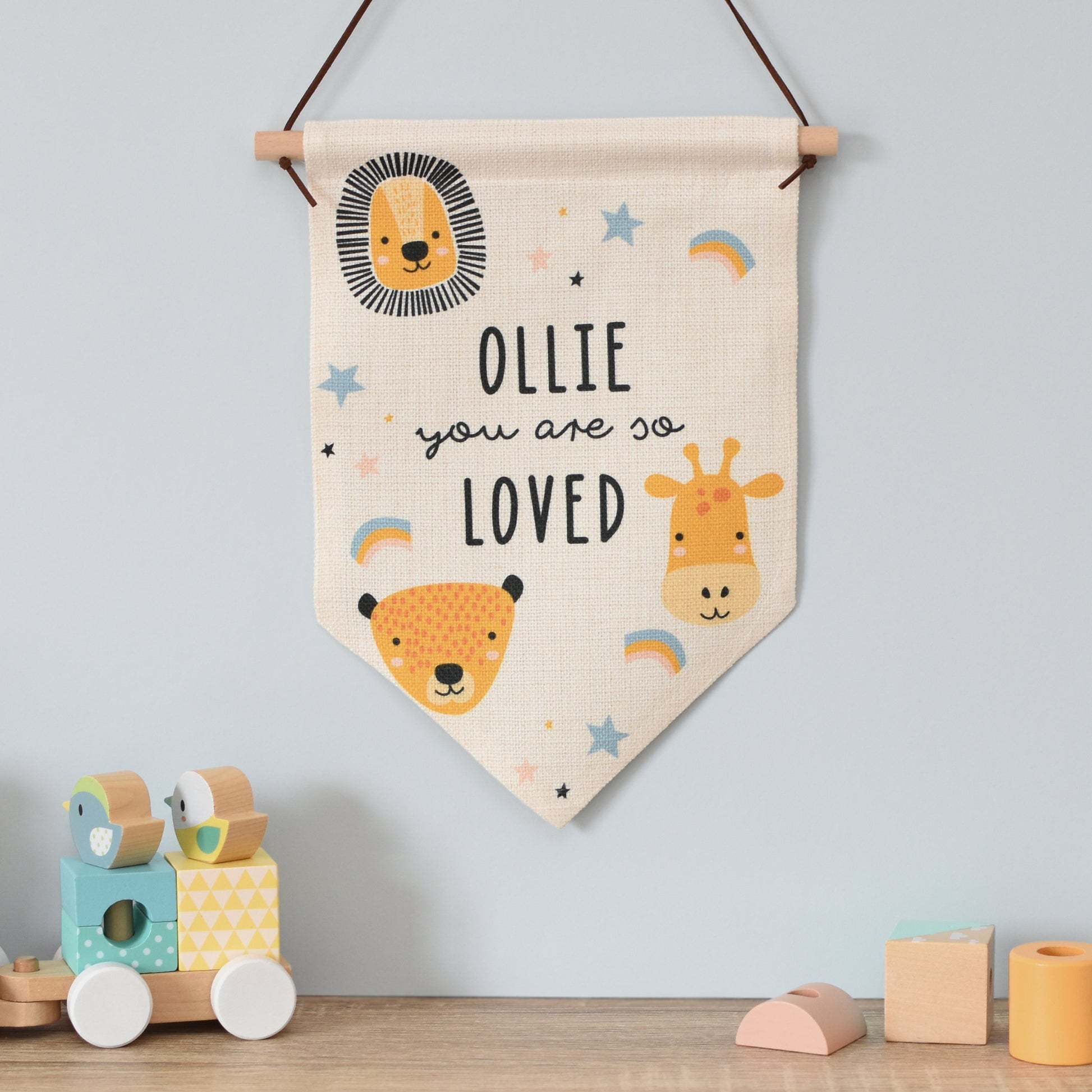 Personalised Scandi Safari Animals Hanging Banner - MK&JD Gifts