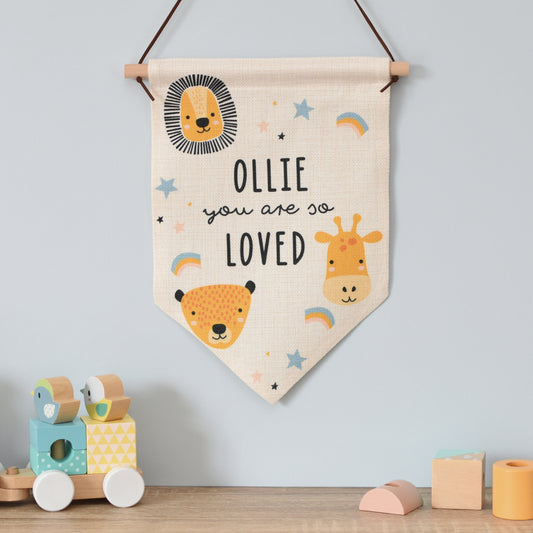 Personalised Scandi Safari Animals Hanging Banner - MK&JD Gifts