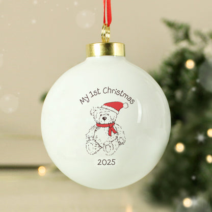 Personalised My 1st Xmas Teddy Bear Bauble - MK&JD Gifts