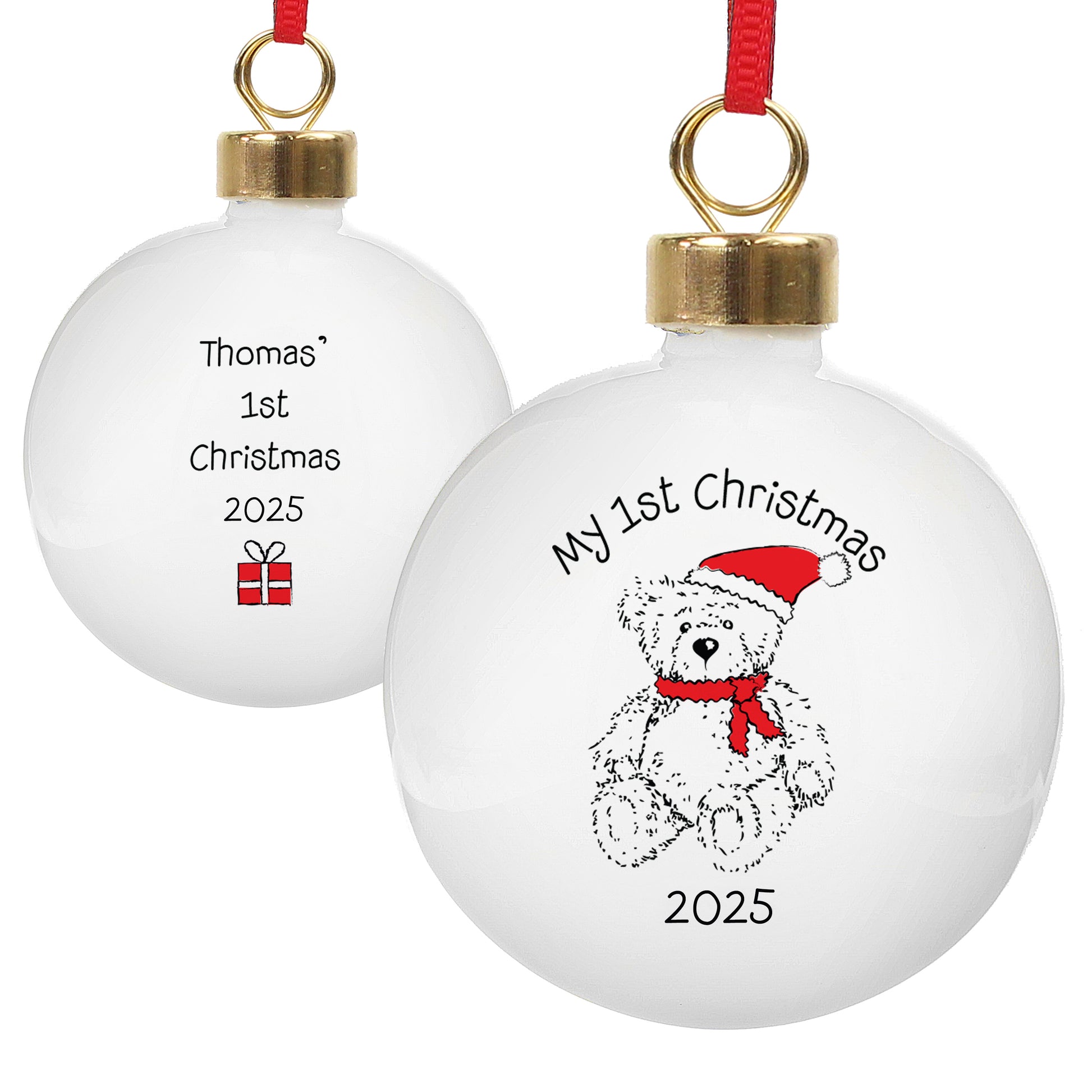 Personalised My 1st Xmas Teddy Bear Bauble - MK&JD Gifts