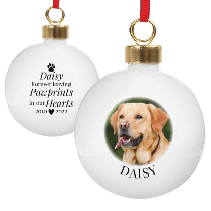 Personalised Paw Print Memorial Photo Upload Bauble - MK&JD Gifts