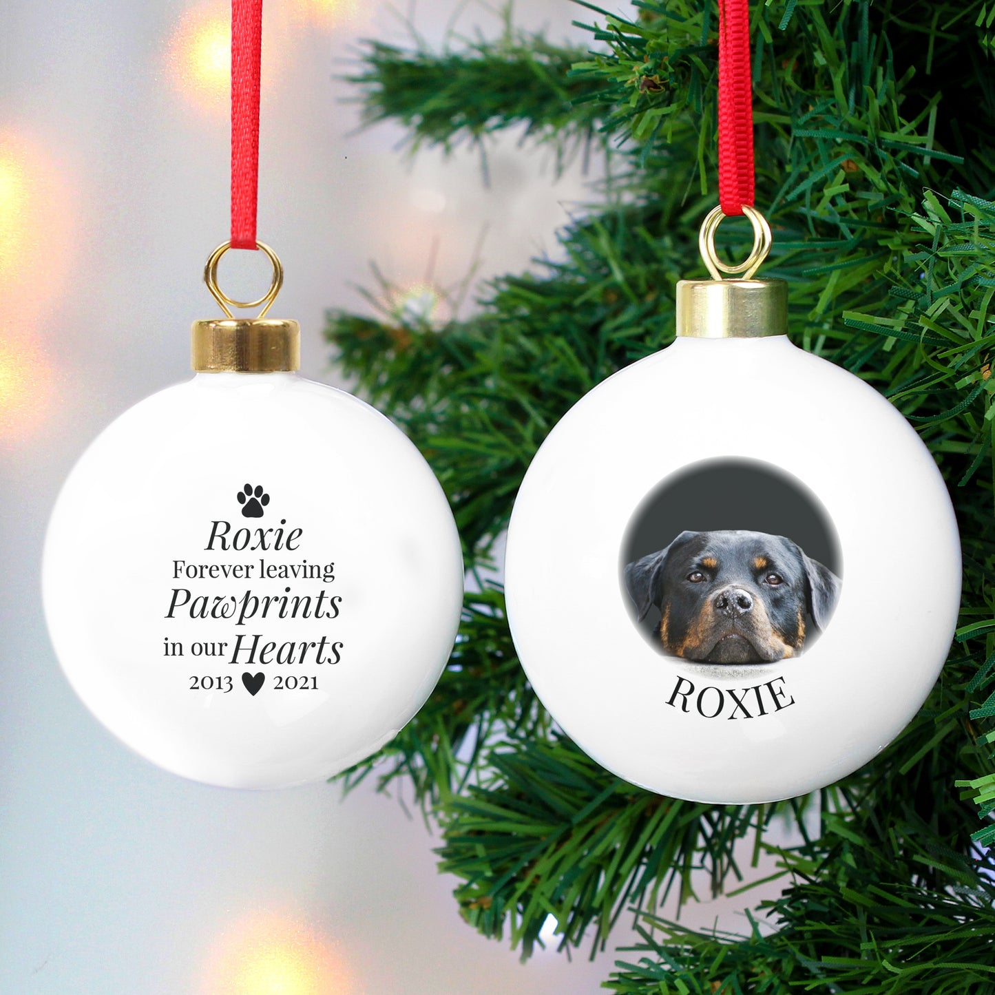 Personalised Paw Print Memorial Photo Upload Bauble - MK&JD Gifts