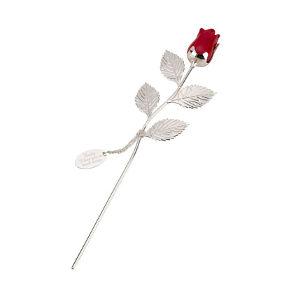 Personalised Free Text Silver Plated Red Rose - MK&JD Gifts