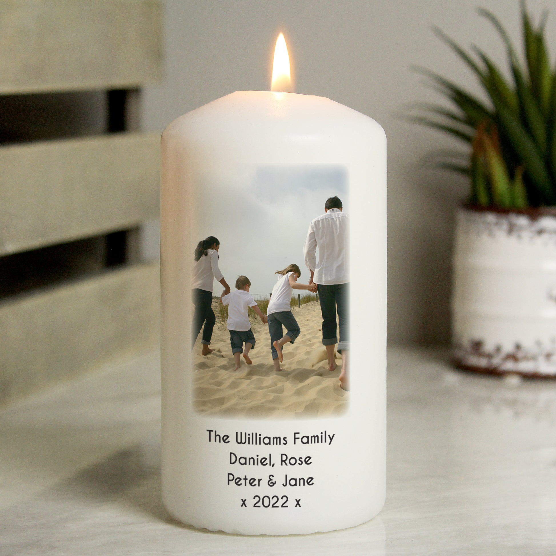 Personalised Photo Upload Pillar Candle - MK&JD Gifts