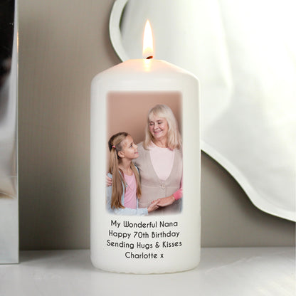 Personalised Photo Upload Pillar Candle - MK&JD Gifts