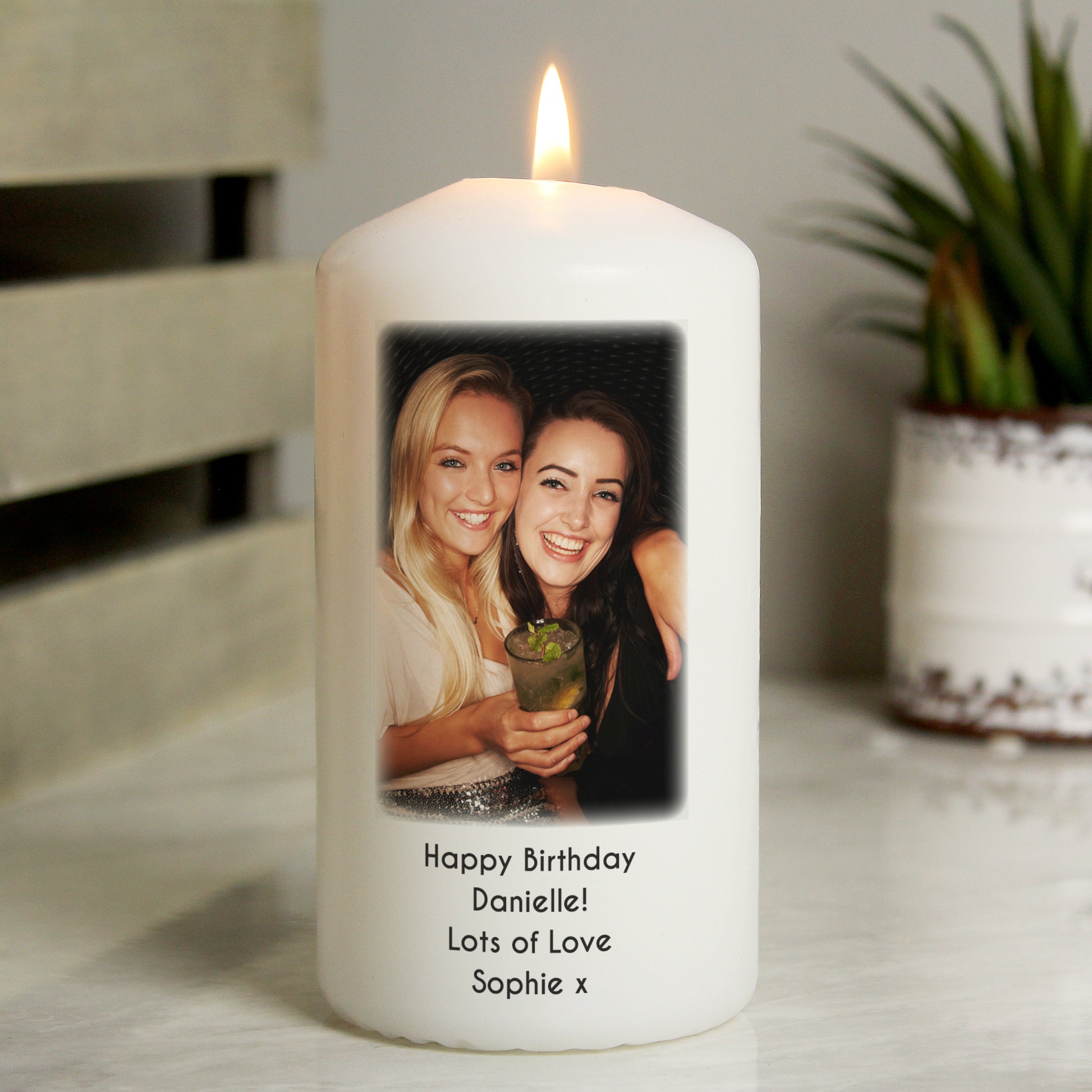 Personalised Photo Upload Pillar Candle - MK&JD Gifts