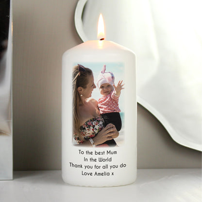 Personalised Photo Upload Pillar Candle - MK&JD Gifts