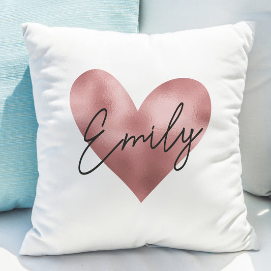 Personalised Name Only Rose Gold Heart Cushion - MK&JD Gifts