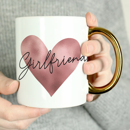 Personalised Heart Gold Handled Mug - MK&JD Gifts
