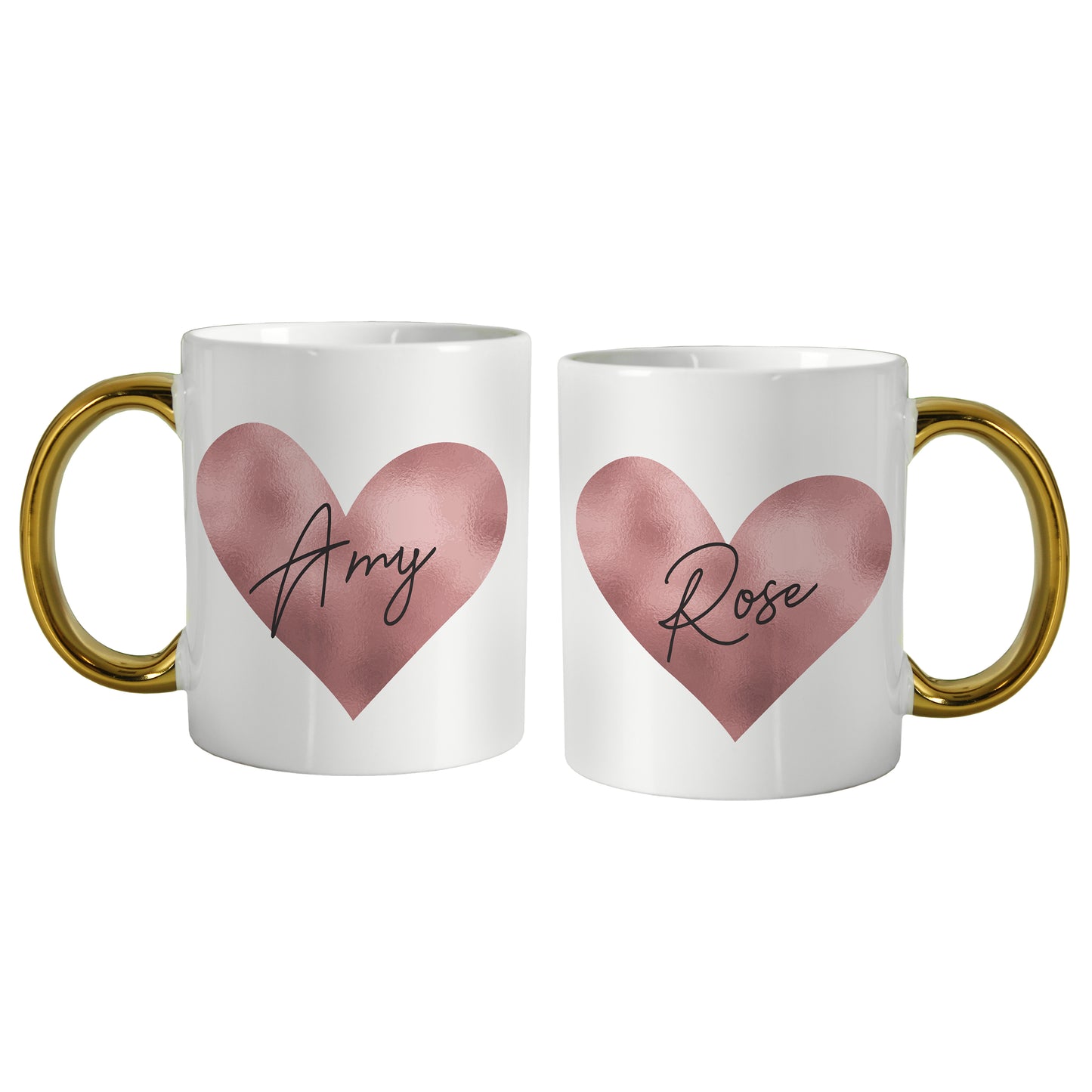 Personalised Heart Gold Handled Mug - MK&JD Gifts