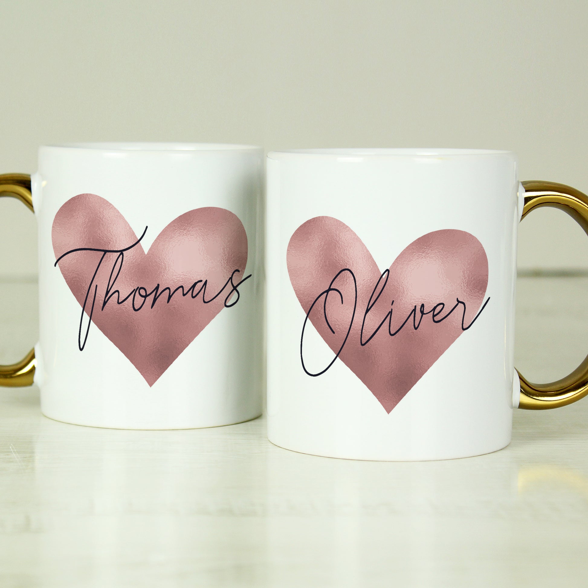 Personalised Heart Gold Handled Mug - MK&JD Gifts