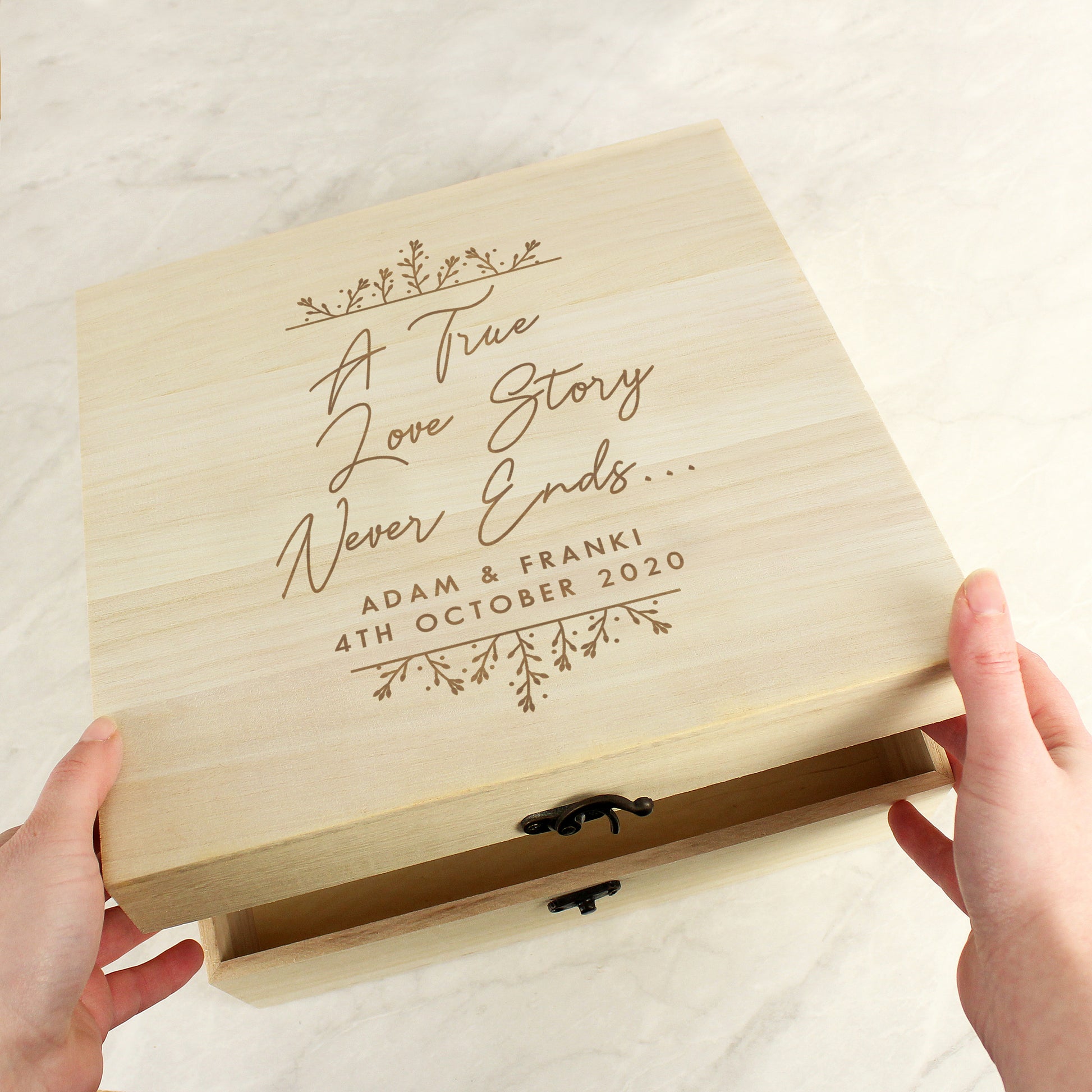 Personalised True Love Story Wooden Keepsake Box - MK&JD Gifts