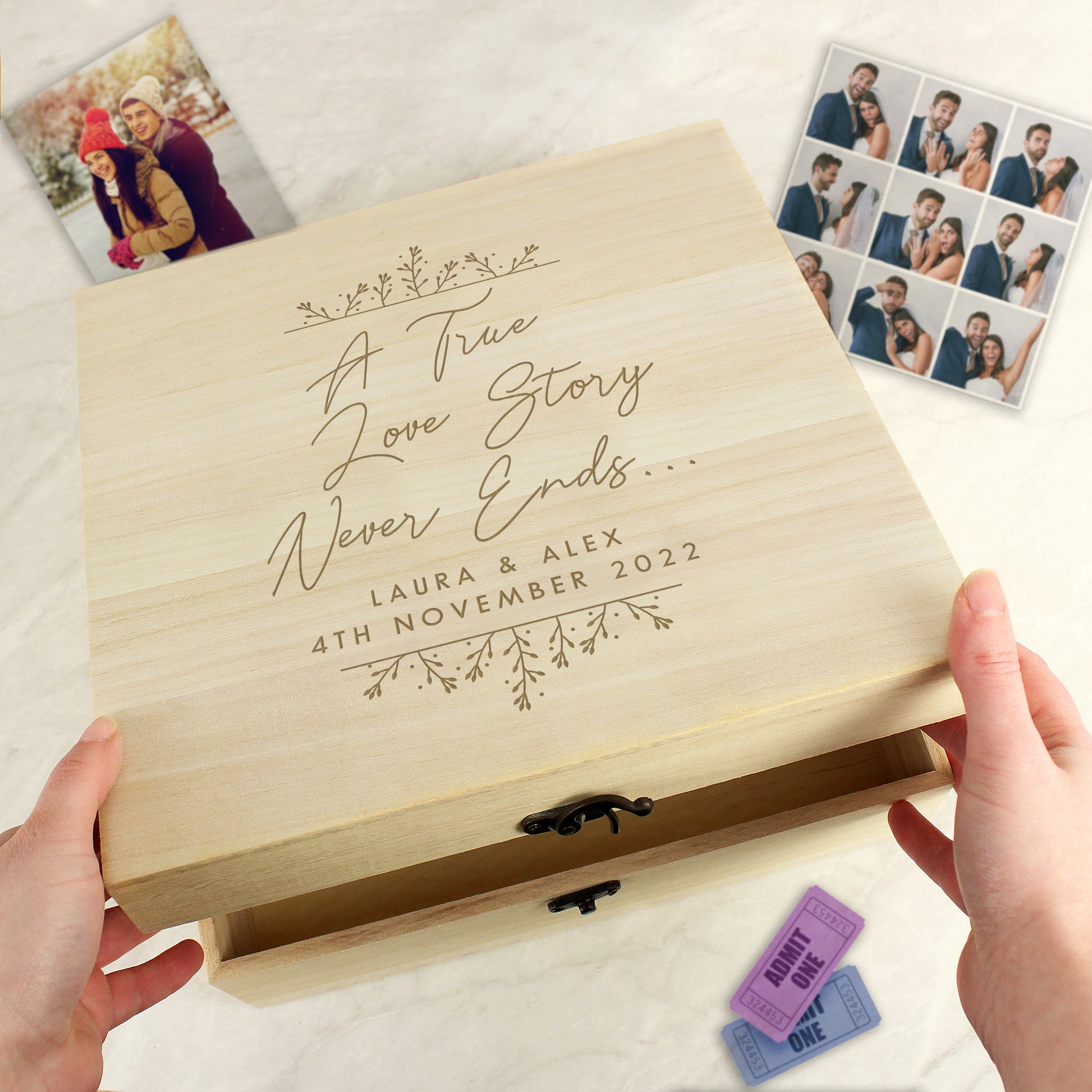 Personalised True Love Story Wooden Keepsake Box - MK&JD Gifts