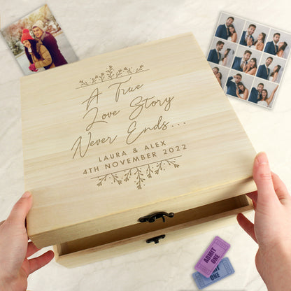 Personalised True Love Story Wooden Keepsake Box - MK&JD Gifts