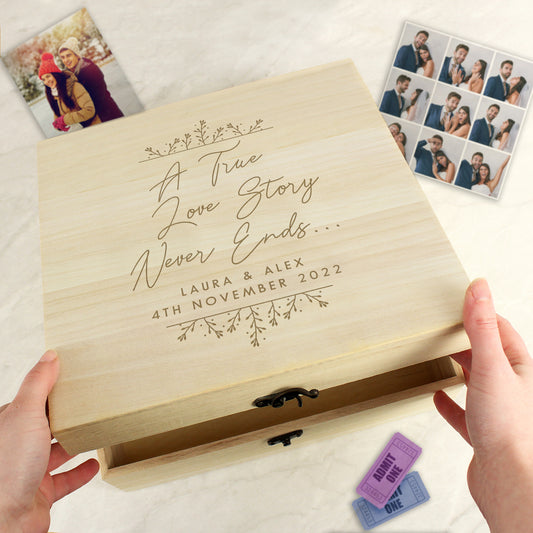 Personalised True Love Story Wooden Keepsake Box - MK&JD Gifts