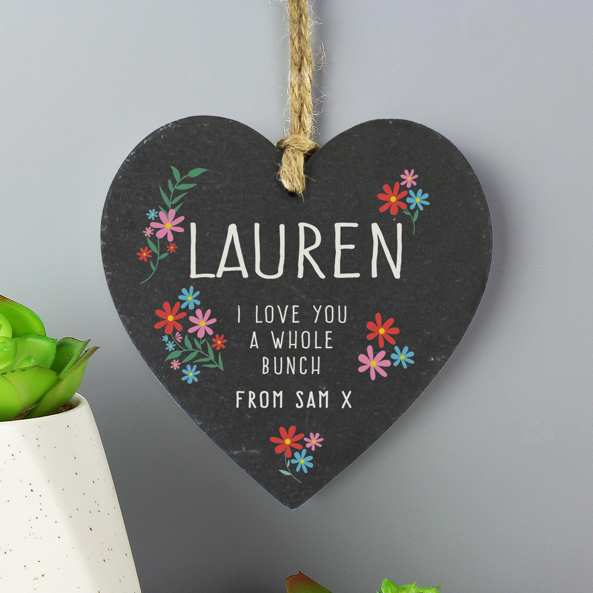 Personalised I Love You A Whole Bunch Hanging Slate Heart - MK&JD Gifts