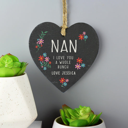 Personalised I Love You A Whole Bunch Hanging Slate Heart - MK&JD Gifts