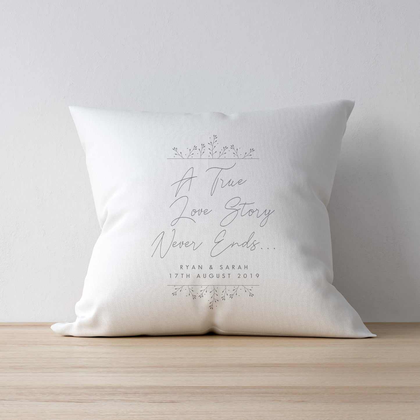 Personalised True Love Story White Cushion - MK&JD Gifts