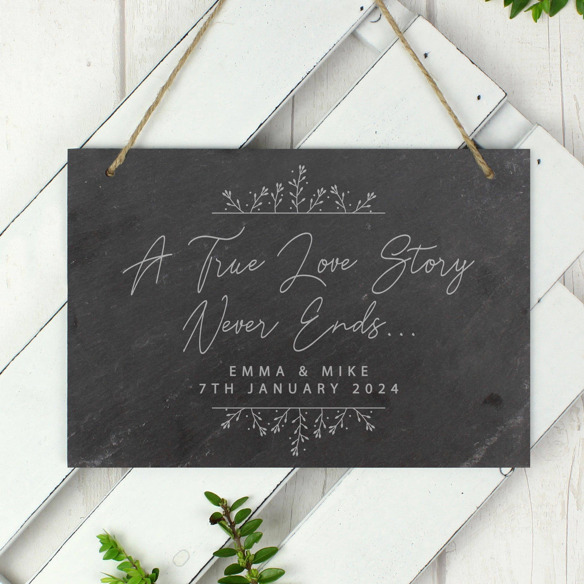 Personalised True Love Story Hanging Large Slate Sign - MK&JD Gifts