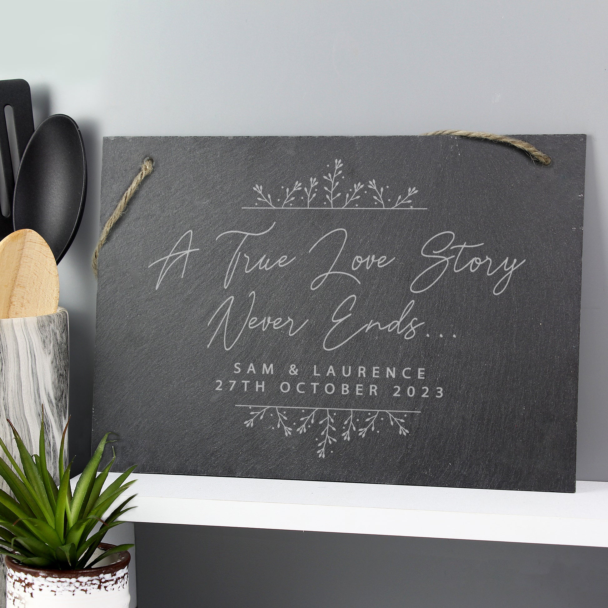 Personalised True Love Story Hanging Large Slate Sign - MK&JD Gifts