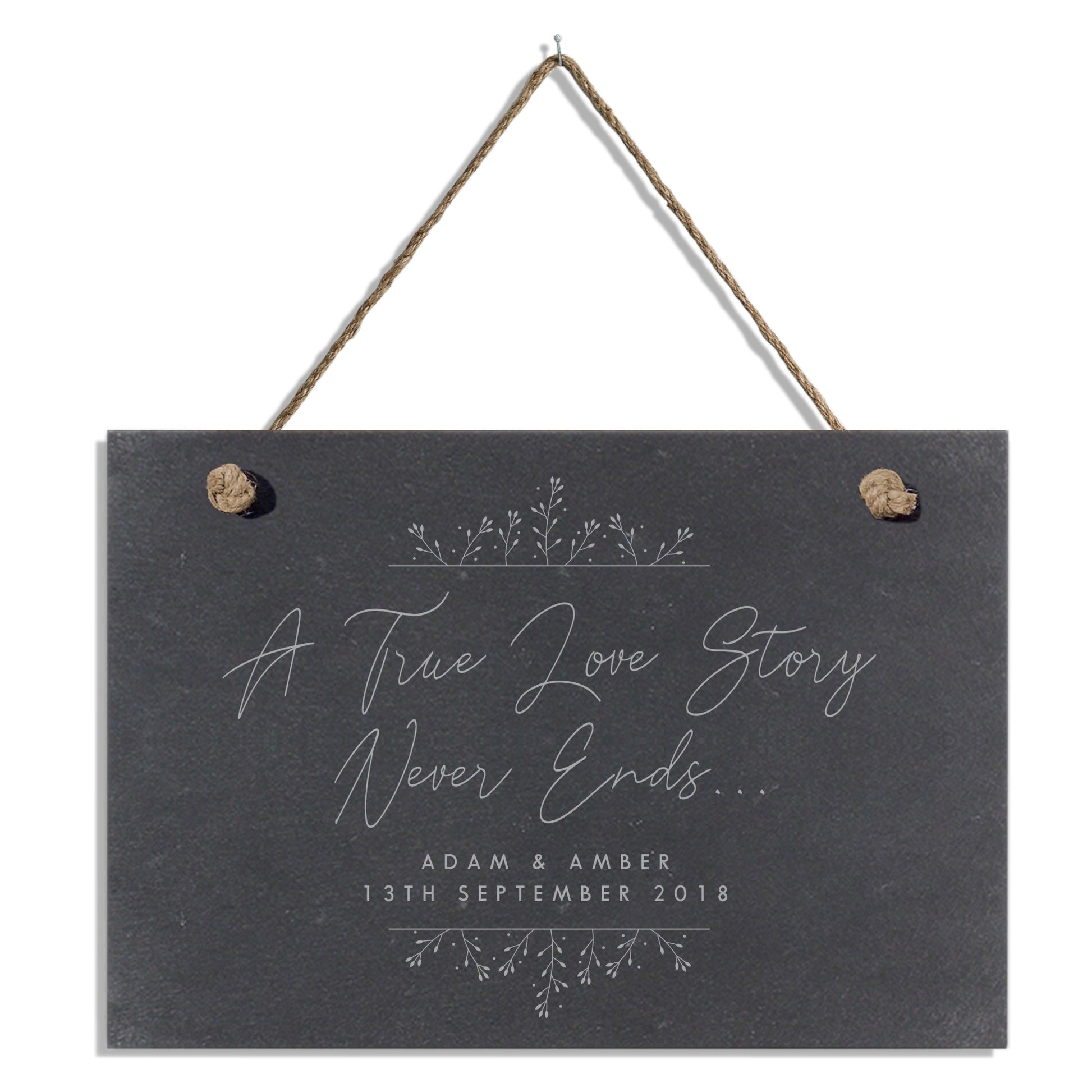 Personalised True Love Story Hanging Large Slate Sign - MK&JD Gifts