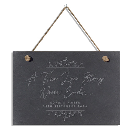 Personalised True Love Story Hanging Large Slate Sign - MK&JD Gifts