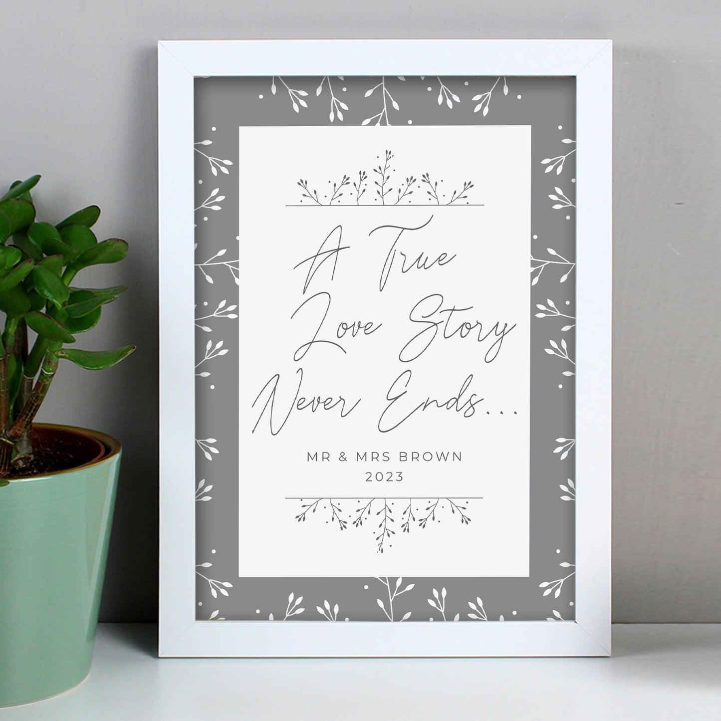 Personalised True Love Story A4 White Framed Print - MK&JD Gifts