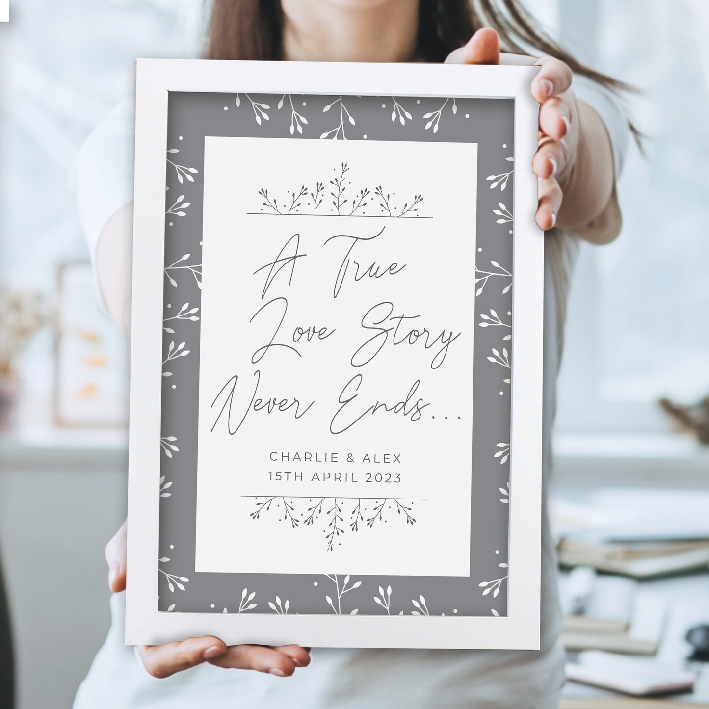 Personalised True Love Story A4 White Framed Print - MK&JD Gifts