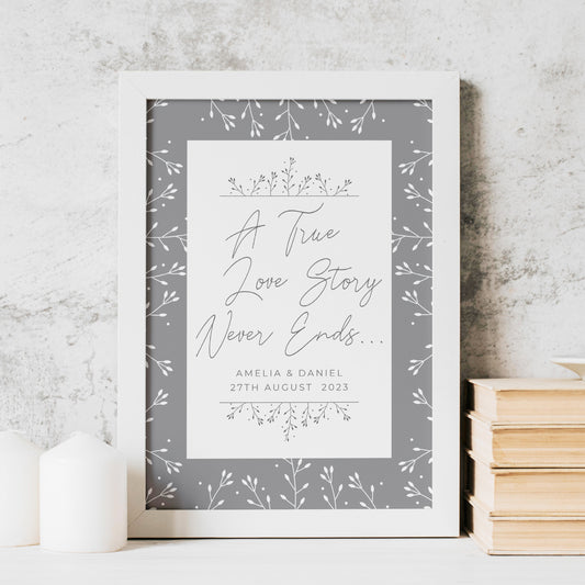 Personalised True Love Story A4 White Framed Print - MK&JD Gifts