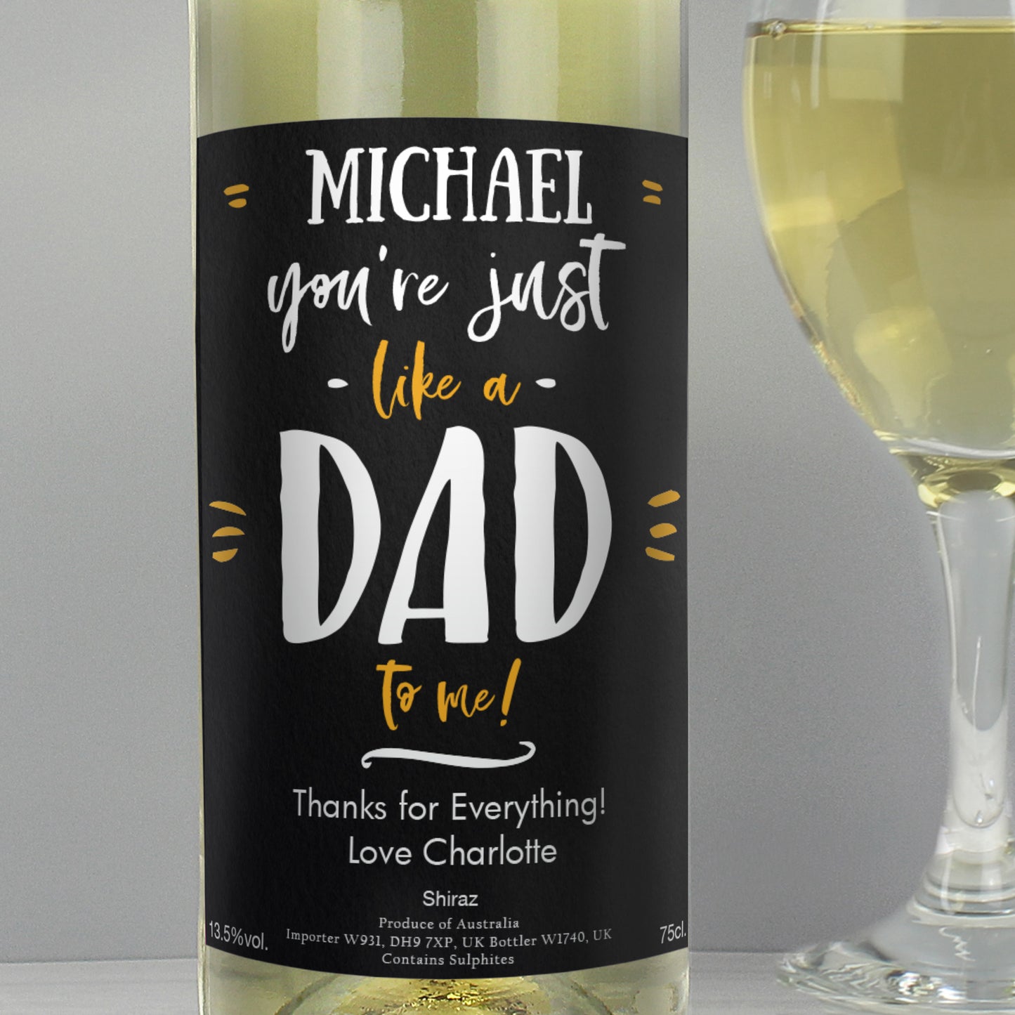 Personalised Like A Dad To Me White Wine - MK&JD Gifts