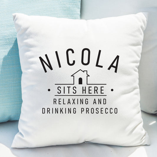 Personalised ...Sits Here Cushion - MK&JD Gifts