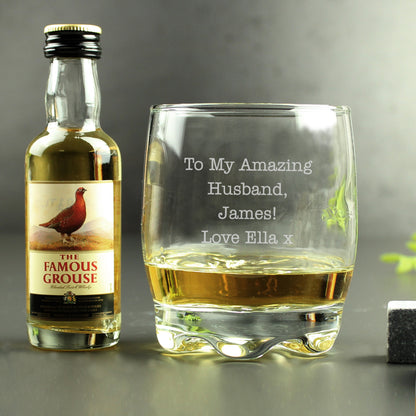 Personalised Free Text Tumbler and Whiskey Miniature Set - MK&JD Gifts