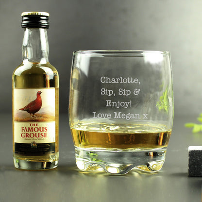 Personalised Free Text Tumbler and Whiskey Miniature Set - MK&JD Gifts