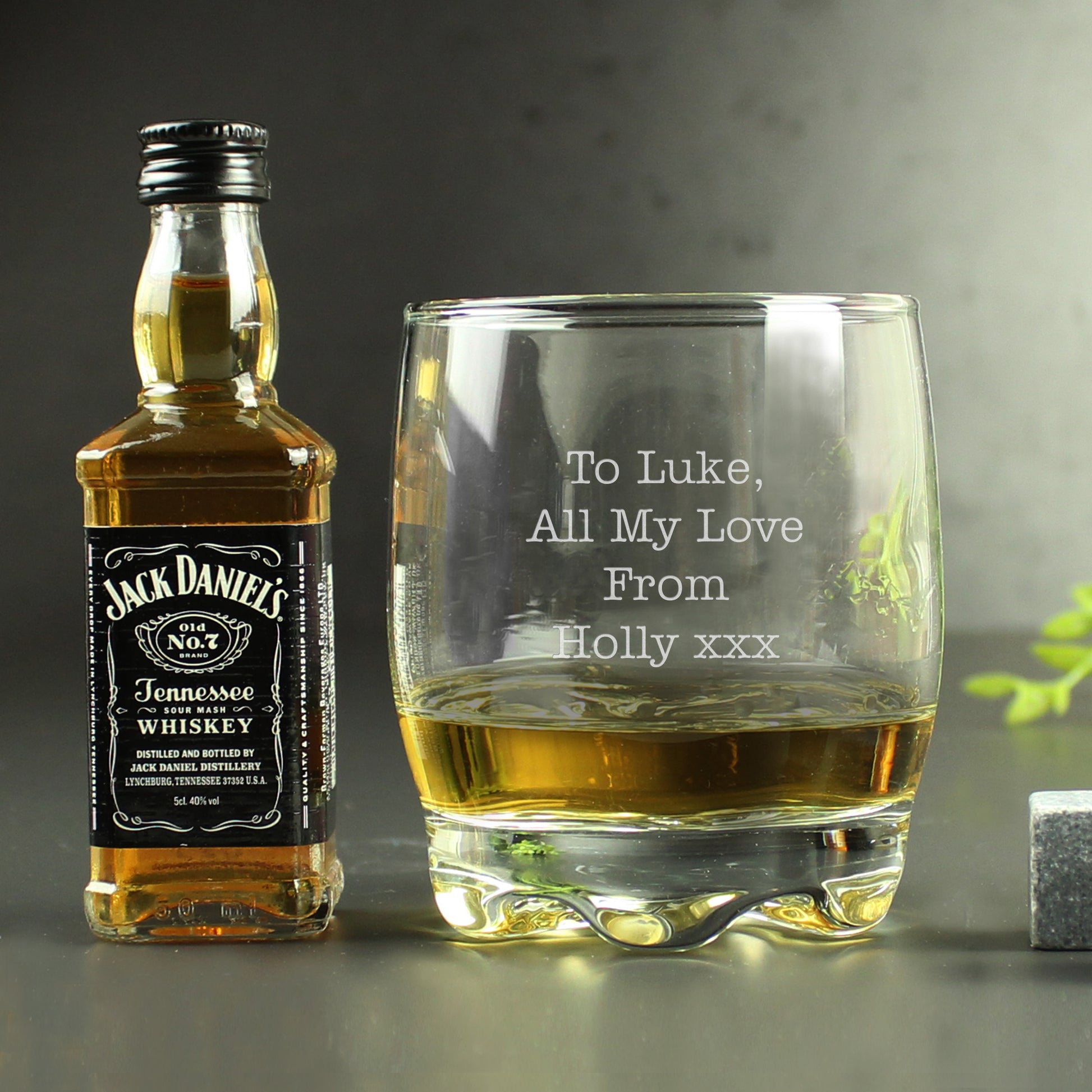 Personalised Free Text Tumbler and Whiskey Miniature Set - MK&JD Gifts
