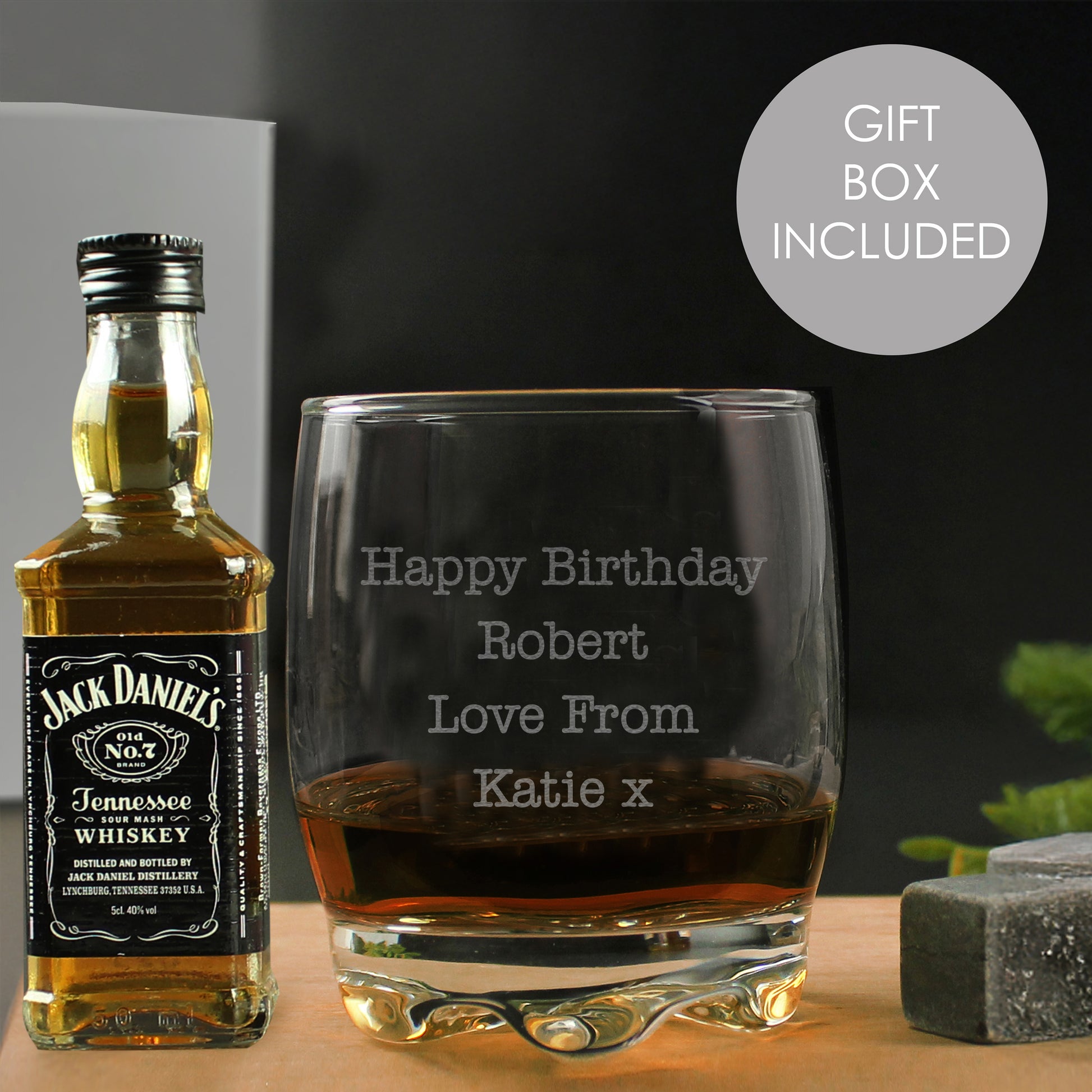 Personalised Free Text Tumbler and Whiskey Miniature Set - MK&JD Gifts