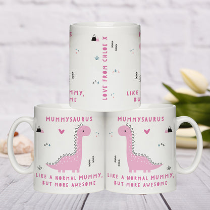 Personalised More Awesome Pink Dinosaur Mug - MK&JD Gifts
