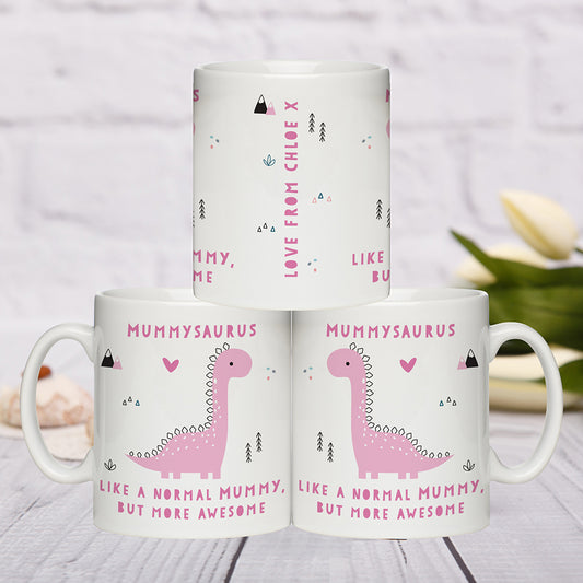 Personalised More Awesome Pink Dinosaur Mug - MK&JD Gifts