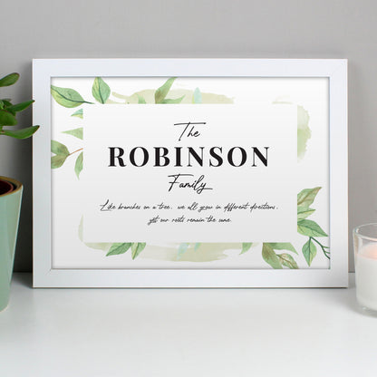 Personalised Family Tree White A4 Framed Print - MK&JD Gifts