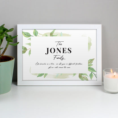 Personalised Family Tree White A4 Framed Print - MK&JD Gifts