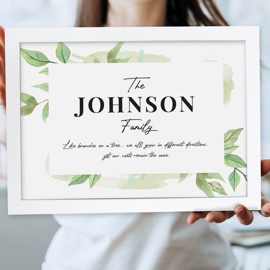 Personalised Family Tree White A4 Framed Print - MK&JD Gifts
