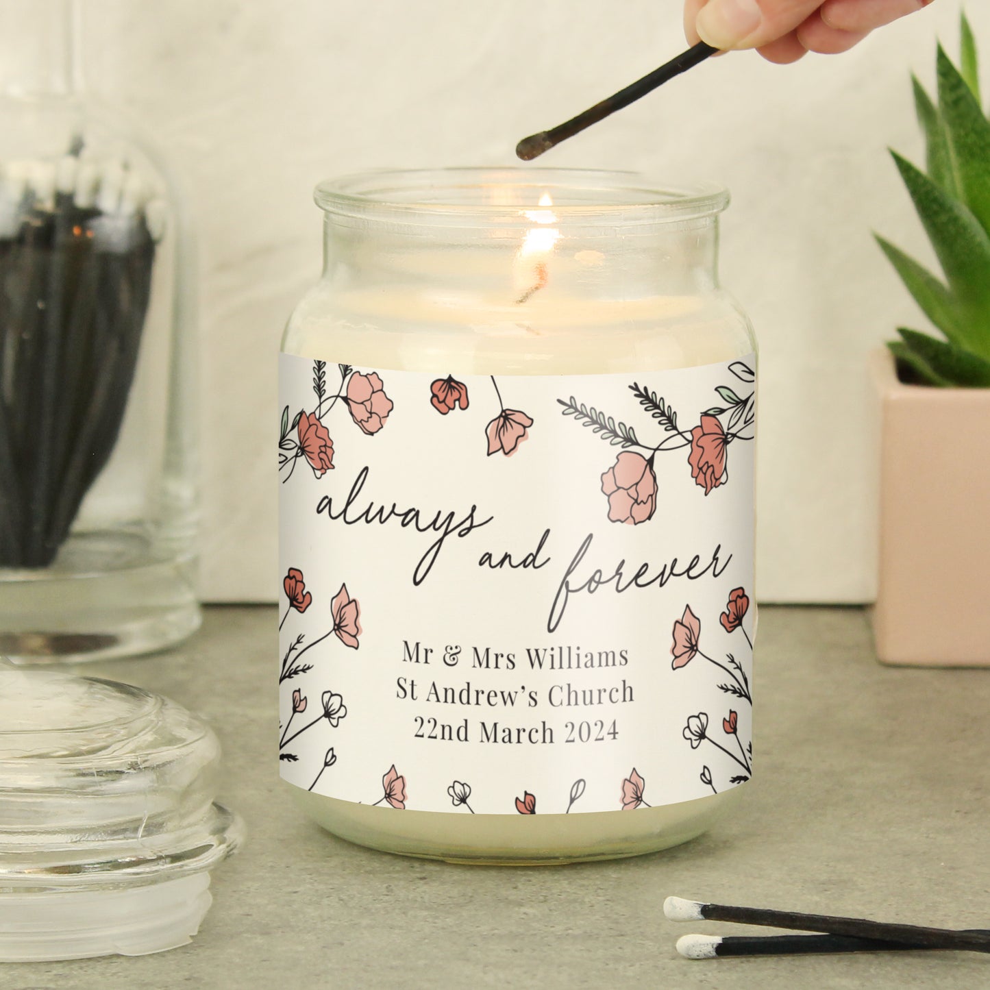Personalised Always & Forever Large Scented Jar Candle - MK&JD Gifts