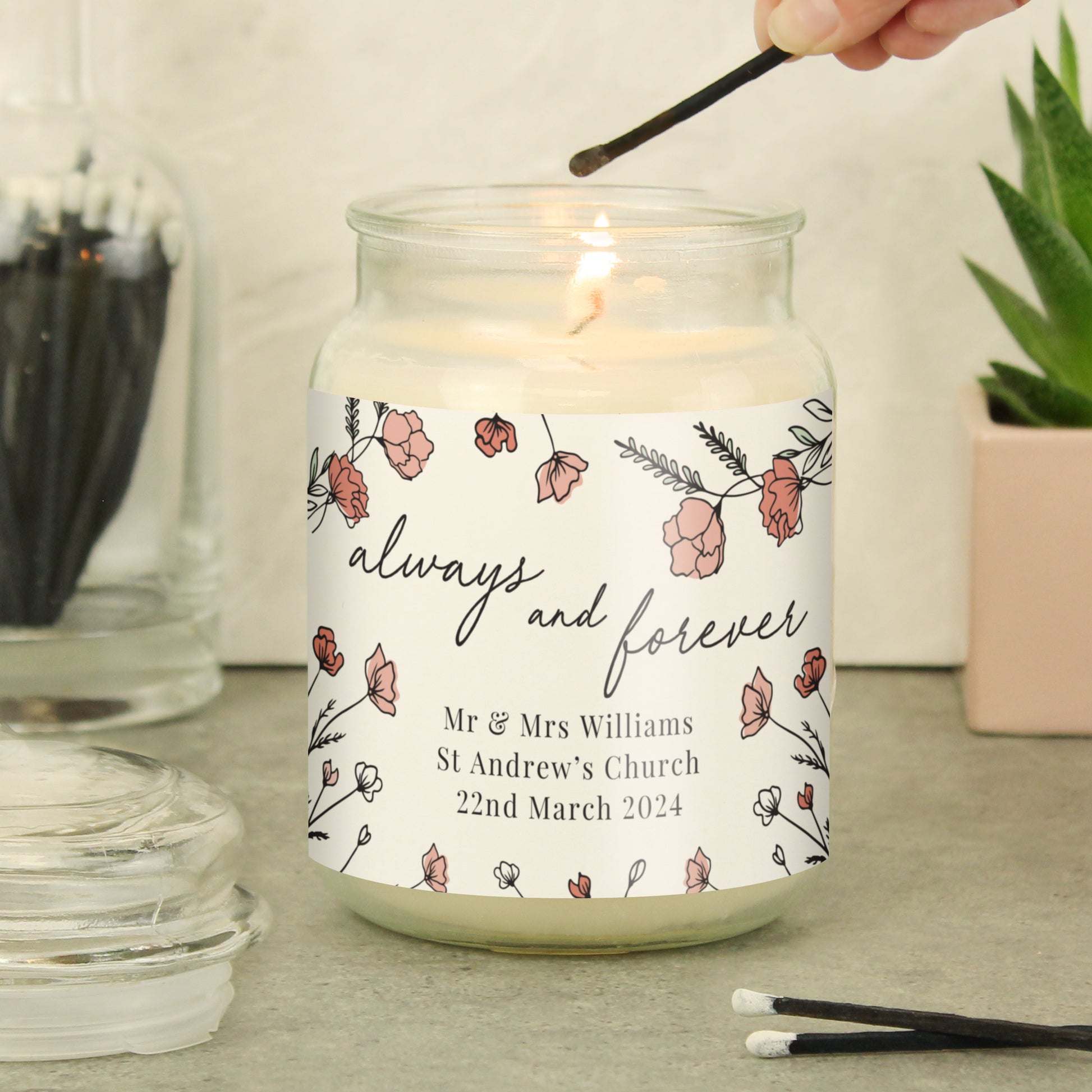 Personalised Always & Forever Large Scented Jar Candle - MK&JD Gifts