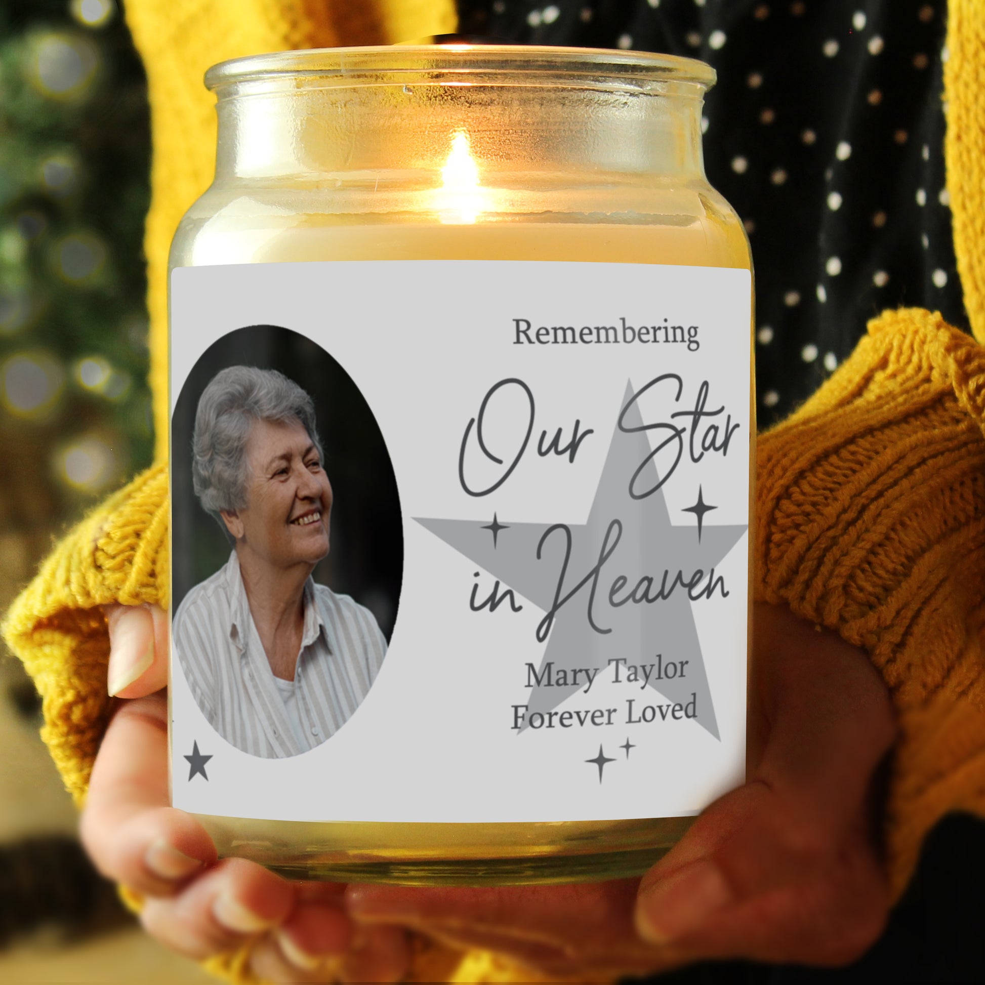 Personalised Star In Heaven Photo Upload Large Scented Jar Candle - MK&JD Gifts