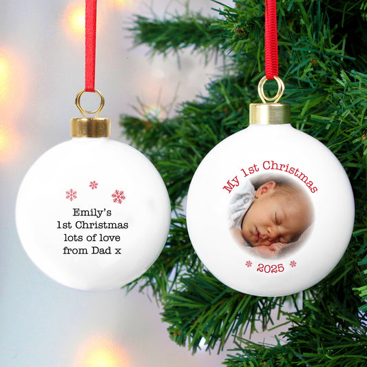 Personalised 1st Christmas Photo Upload Bauble - MK&JD Gifts