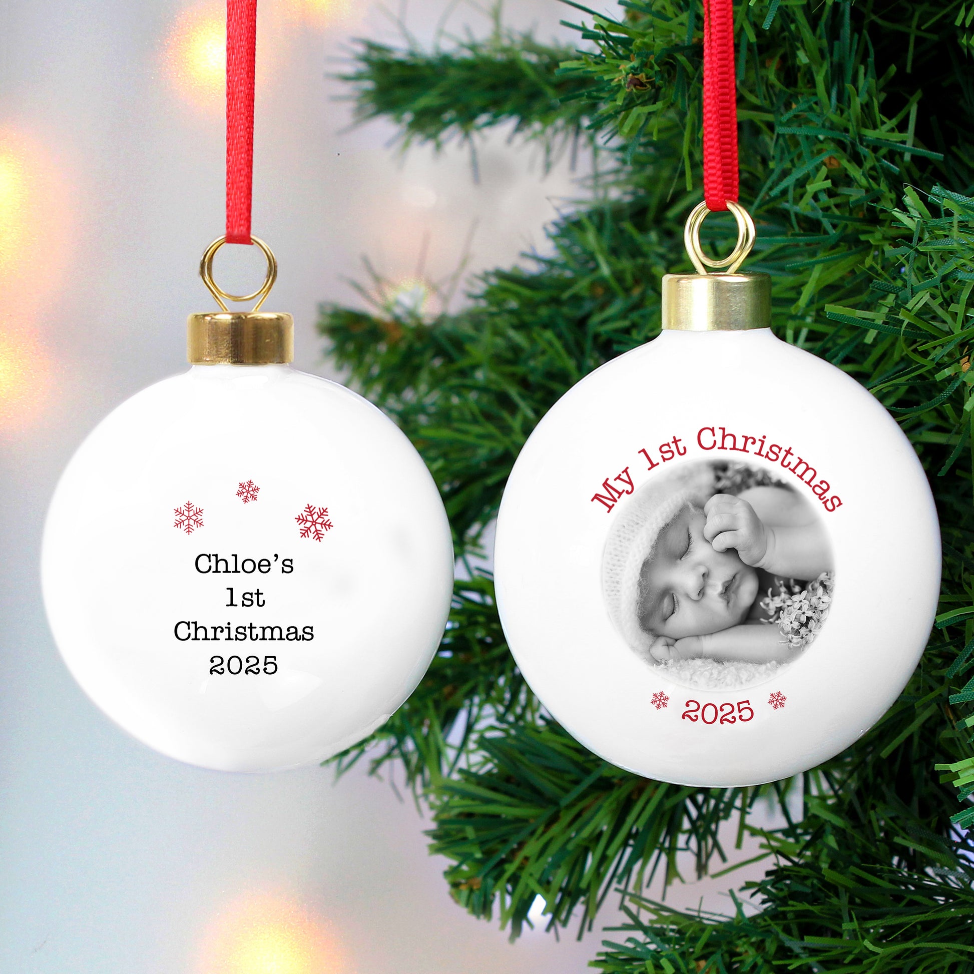 Personalised 1st Christmas Photo Upload Bauble - MK&JD Gifts