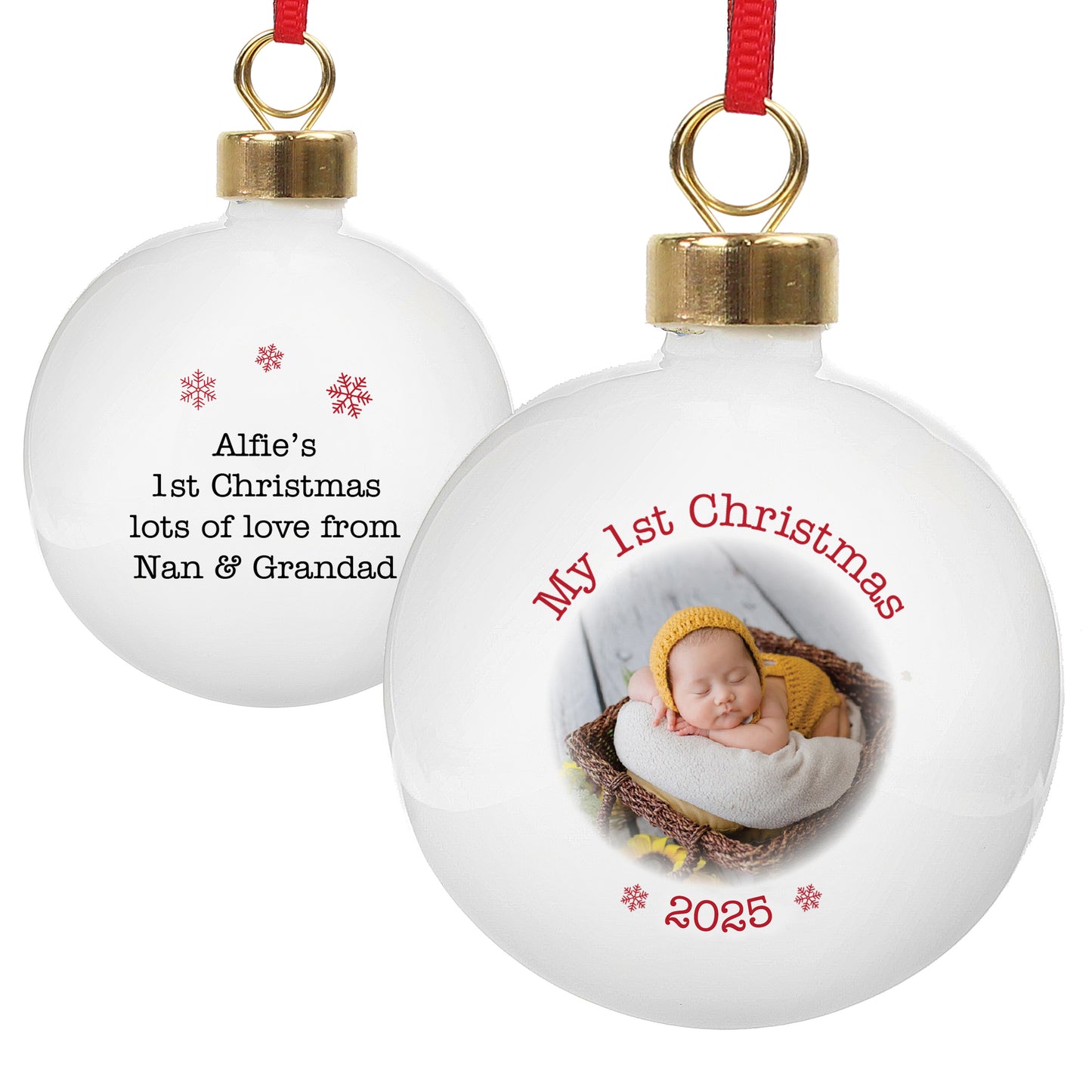 Personalised 1st Christmas Photo Upload Bauble - MK&JD Gifts