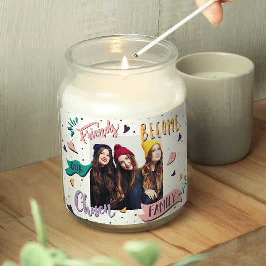Personalised Chosen Family Photo Upload Large Scented Jar Candle - MK&JD Gifts