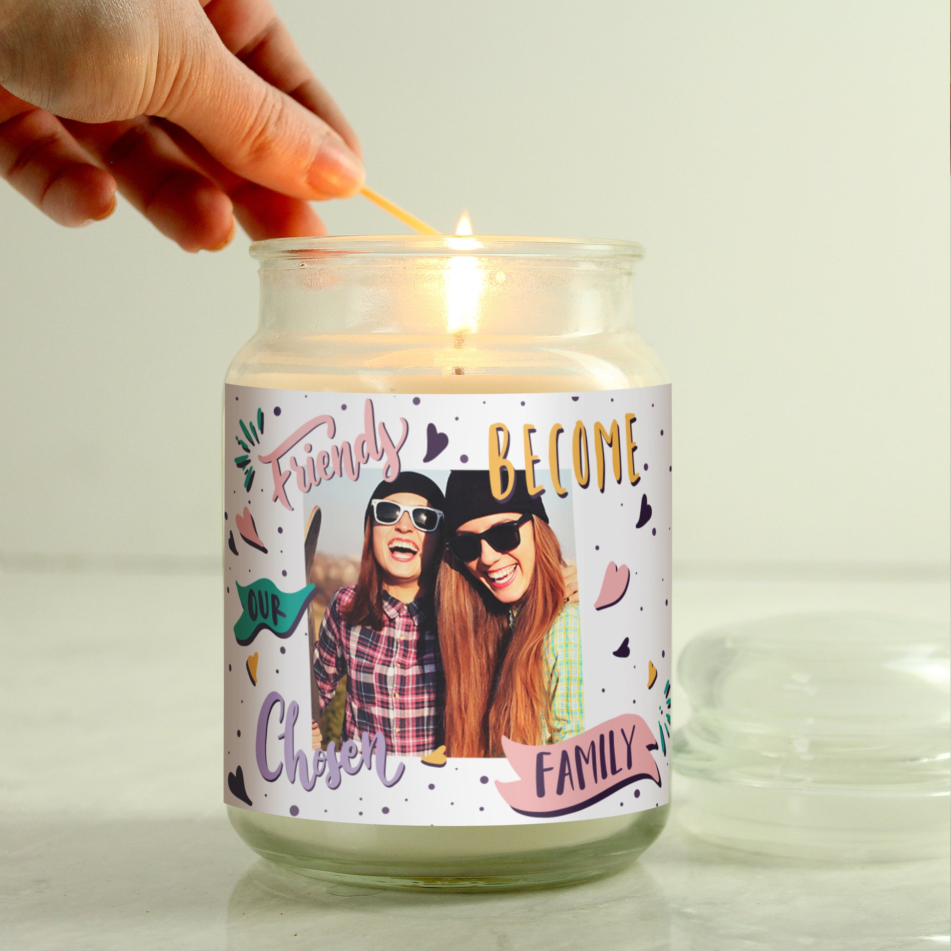 Personalised Chosen Family Photo Upload Large Scented Jar Candle - MK&JD Gifts