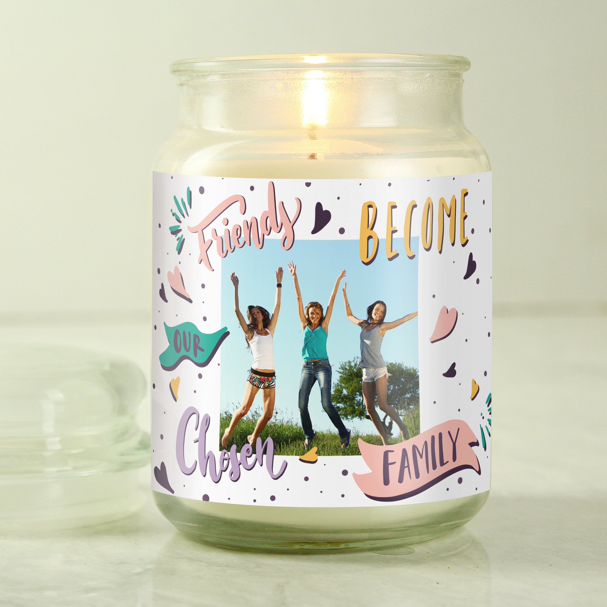 Personalised Chosen Family Photo Upload Large Scented Jar Candle - MK&JD Gifts