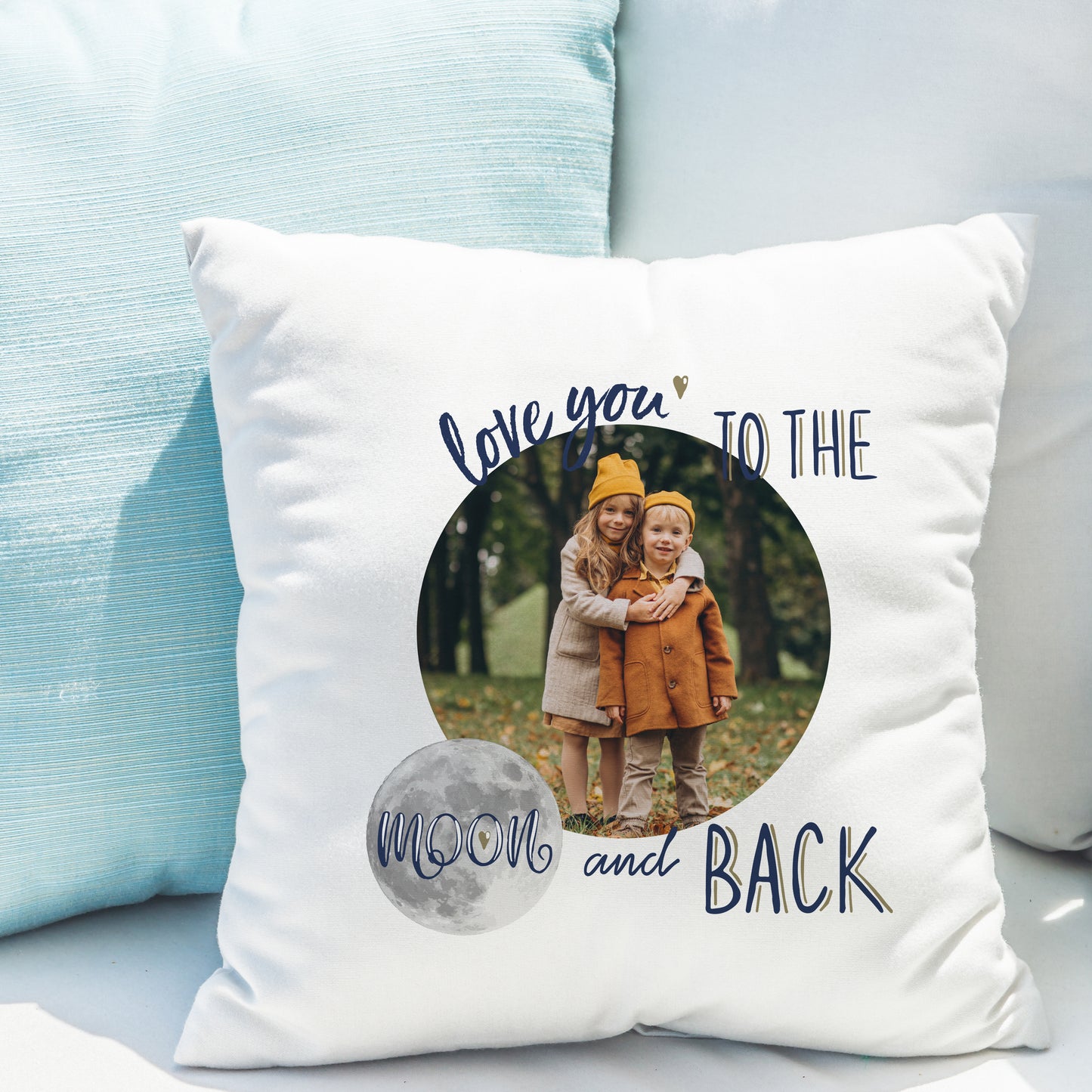 Personalised Moon & Back Photo Upload Cushion